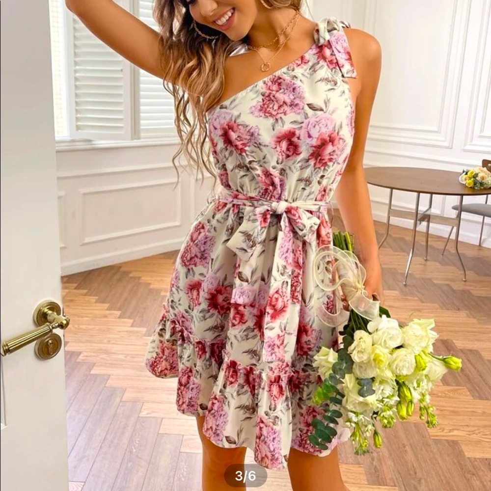 one Shoulder Floral Summer Dress